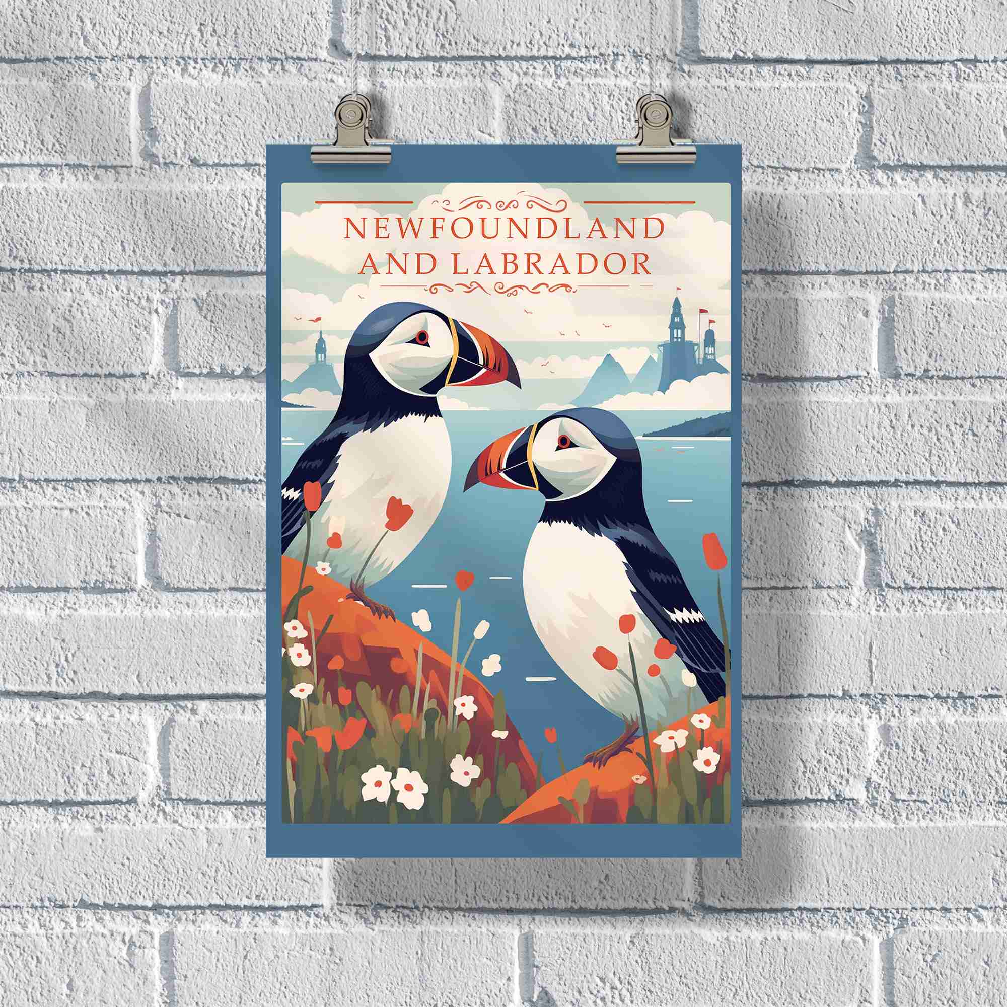 Newfoundland And Labrador Puffins Poster United World Memories