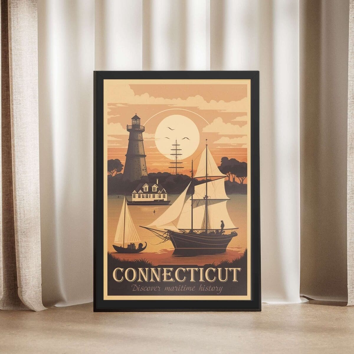 Connecticut Discover Maritime History Framed Poster