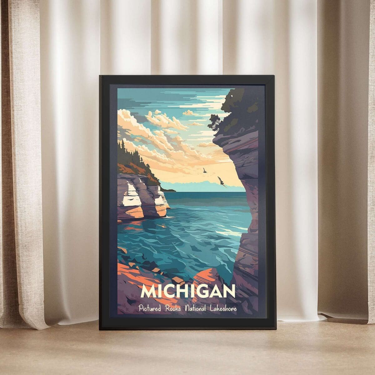 Michigan Pictured Rocks National Lakeshore Framed Poster