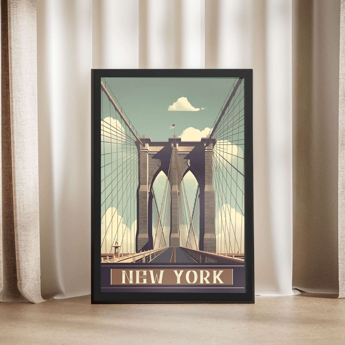 New York The Brooklyn Bridge Framed Poster