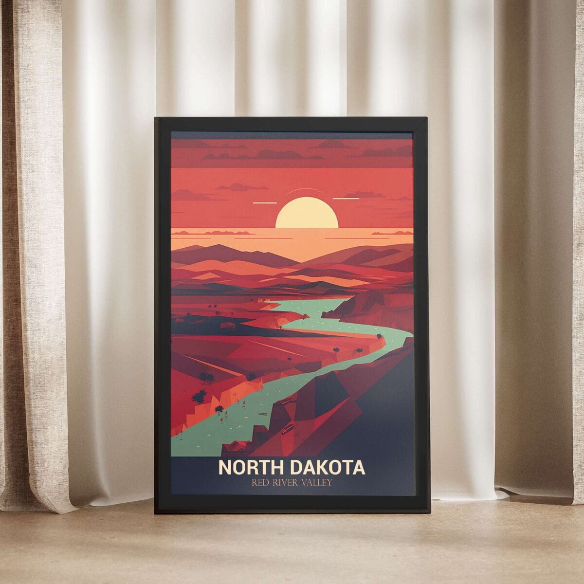 North Dakota Red River Valley Framed Poster