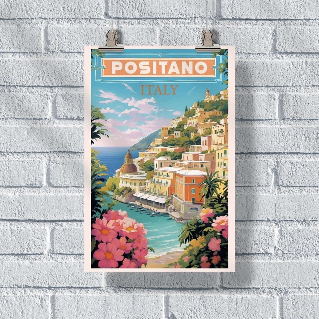 Amalfi Coast Positano Village Poster