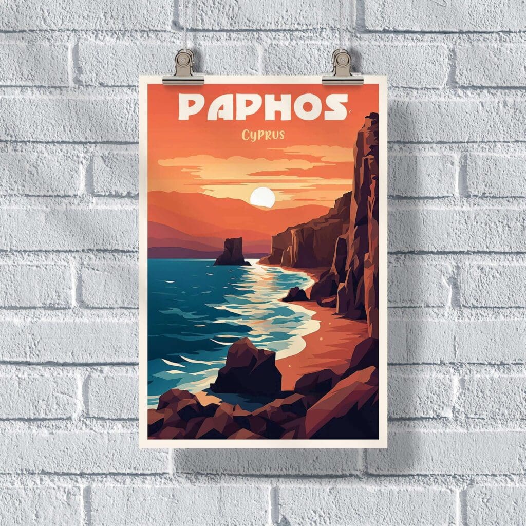 Paphos Aphrodite's Rock Poster