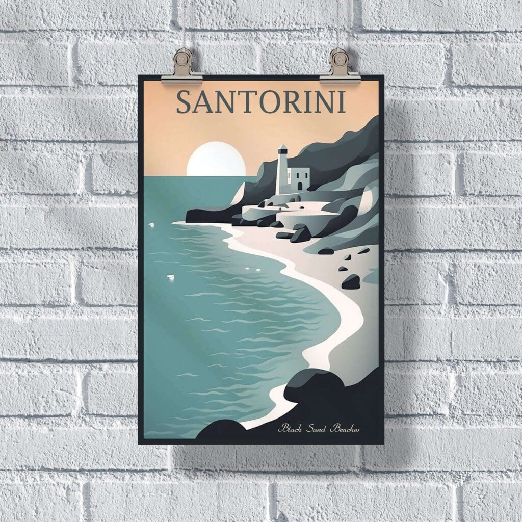 Santorini Black Sand Beaches Poster