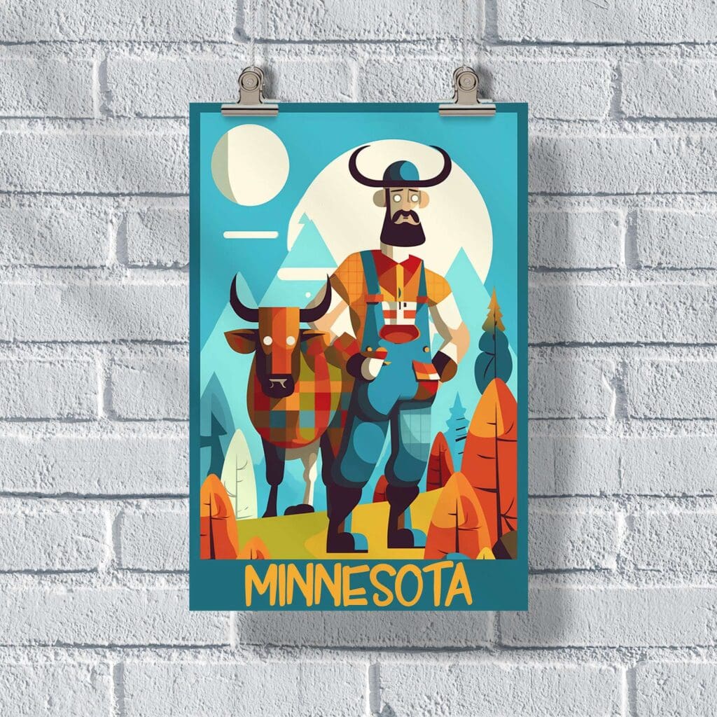 Minnesota Paul Bunyan And Babe The Blue Ox Poster