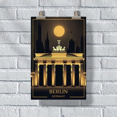 Berlin Brandenburg Gate Night Poster