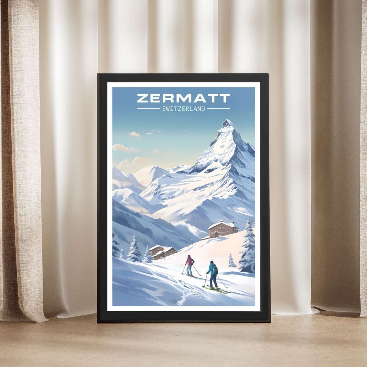 Zermatt Ski Resort Alpine Elegance Framed Poster