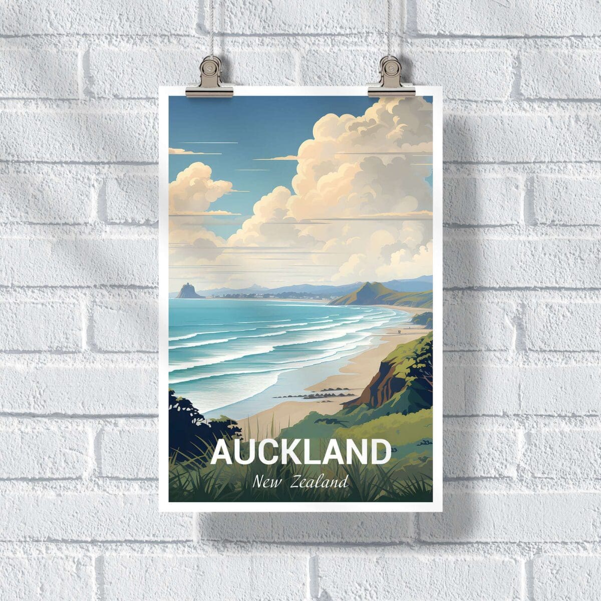 Auckland Piha Beach Poster