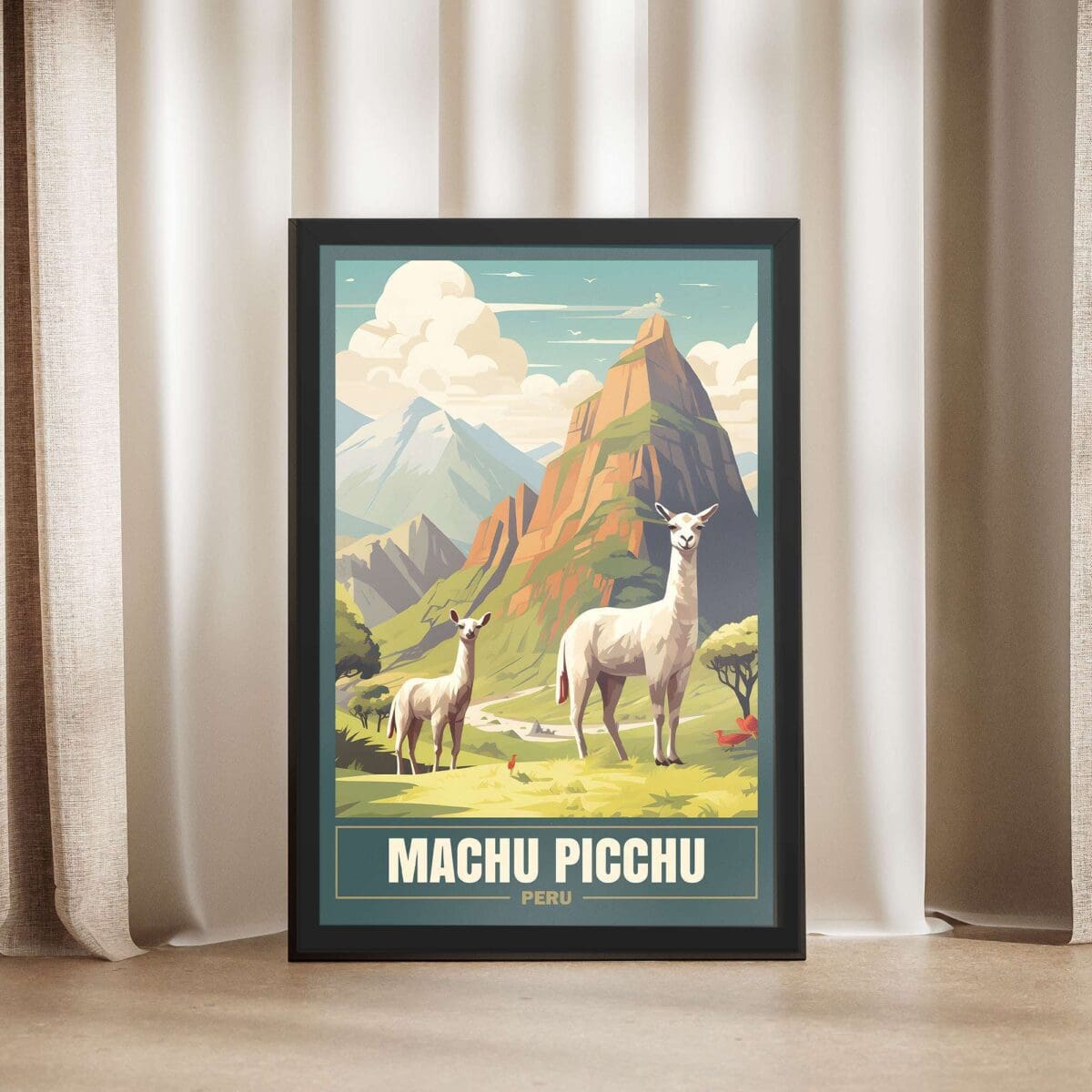 Machu Picchu Llama Companions Framed Poster