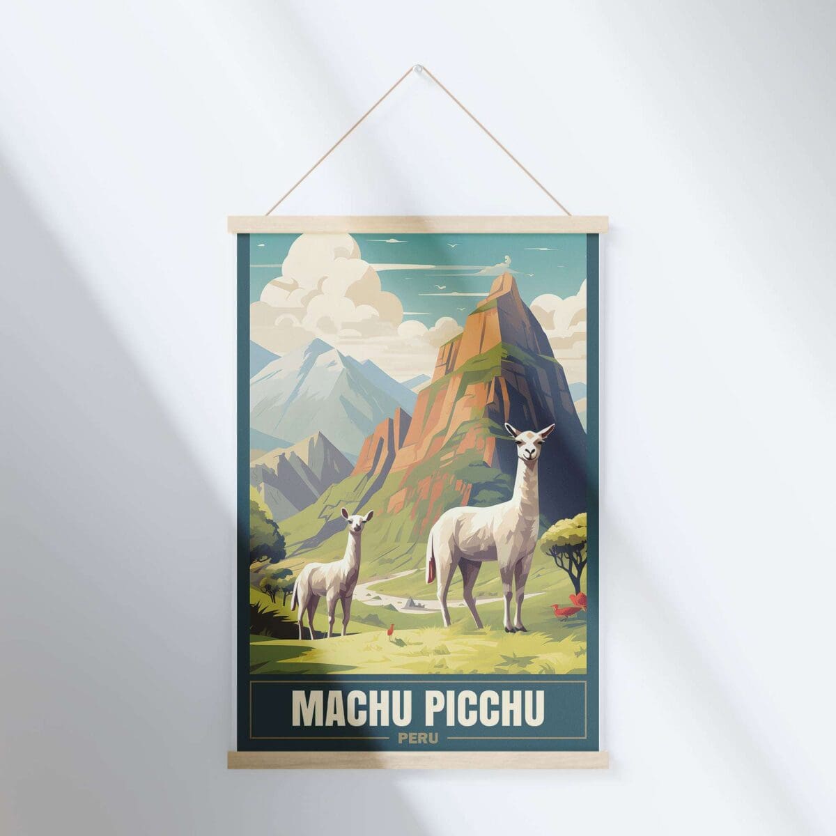 Machu Picchu Llama Companions Hanger Poster