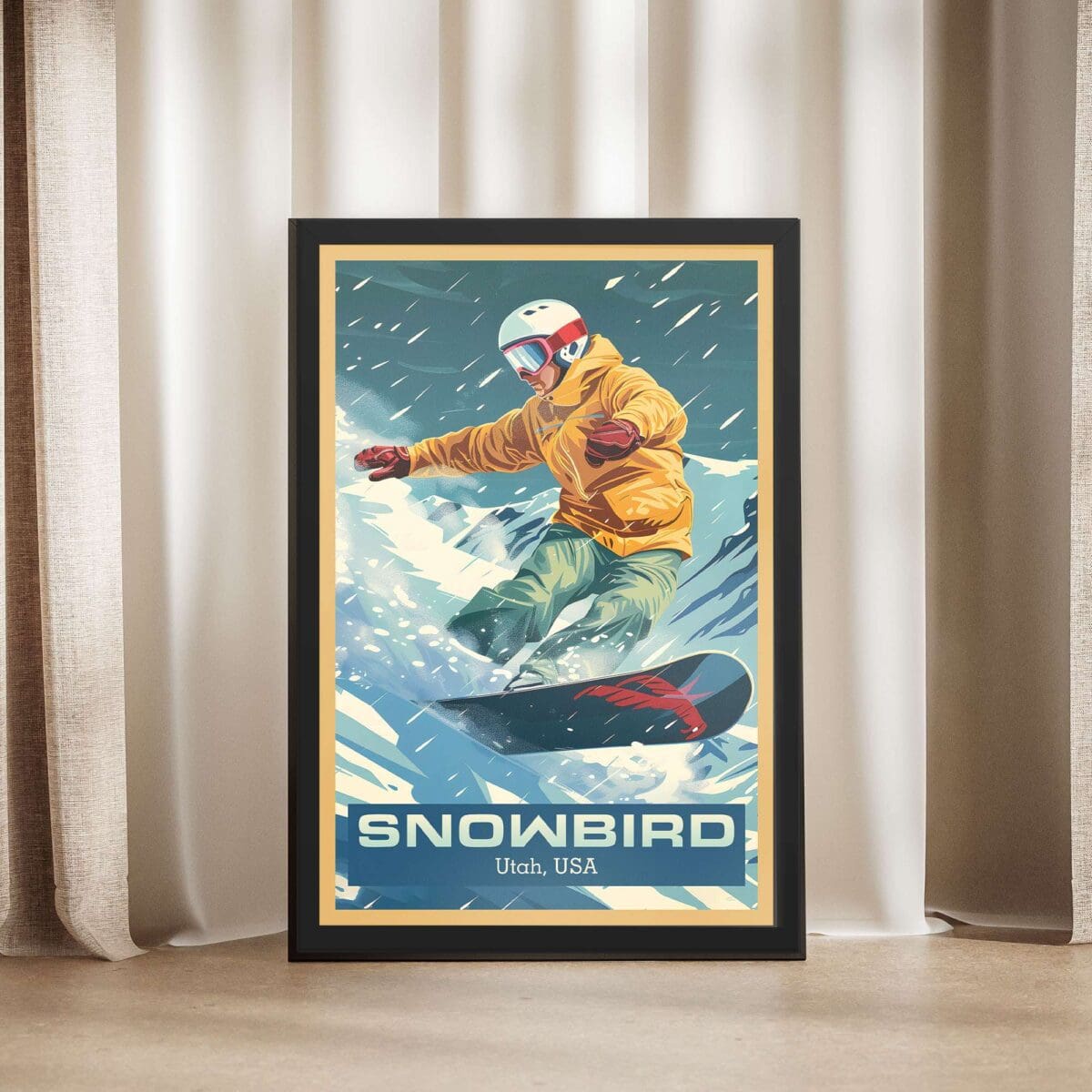 Snowbird Snowboarding Thrill Framed Poster