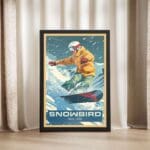 Snowbird Snowboarding Thrill Framed Poster