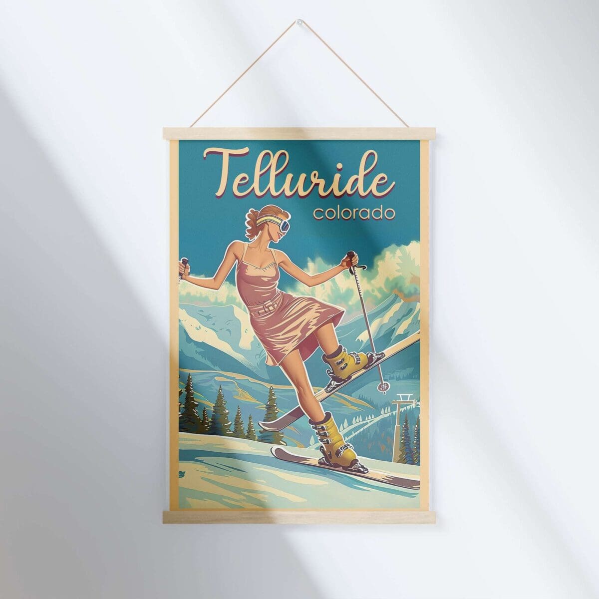 Telluride Playful Slopes Pin Up Hanger Poster