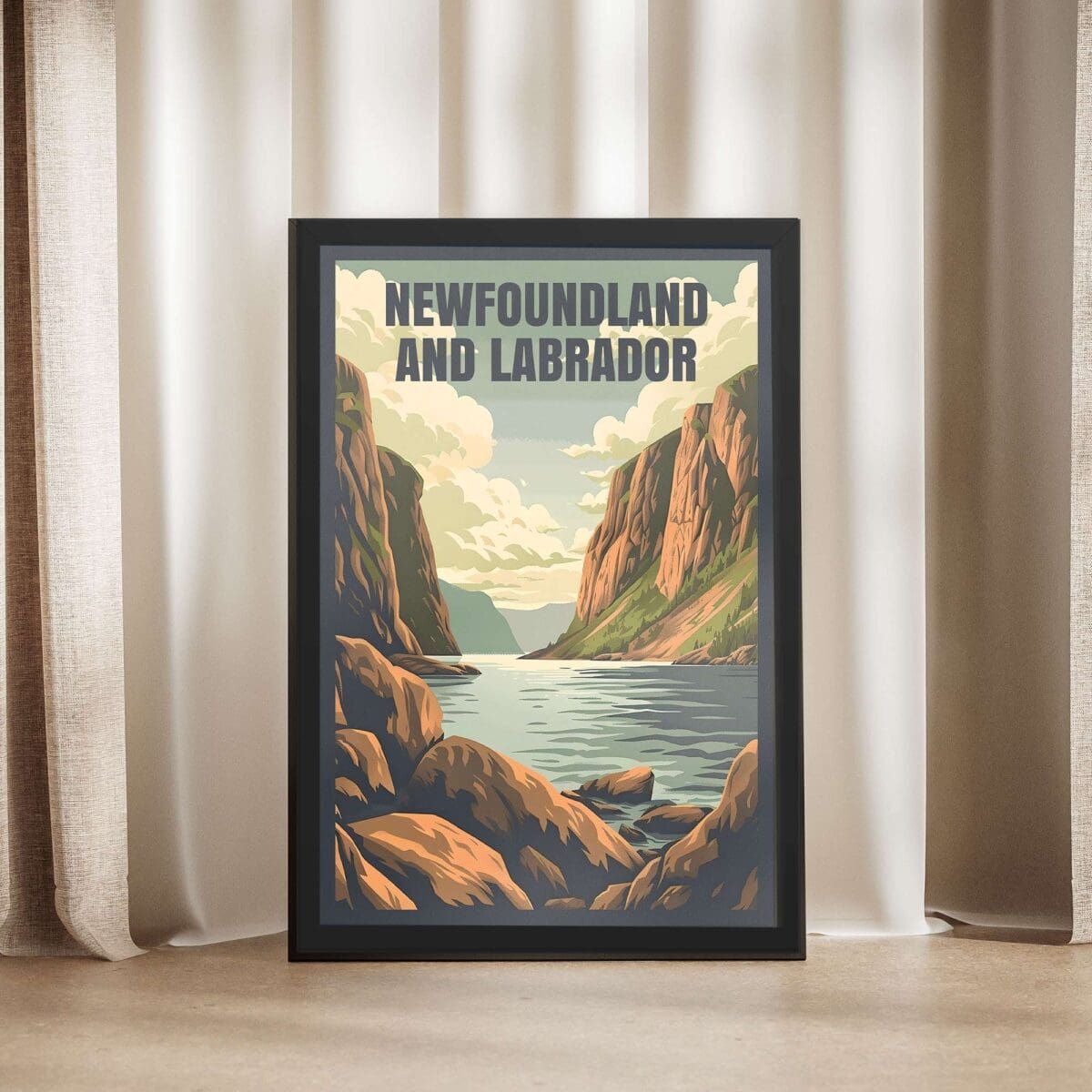 Newfoundland And Labrador Retro Gros Morne National Park Framed Poster UnitedWorldMemories