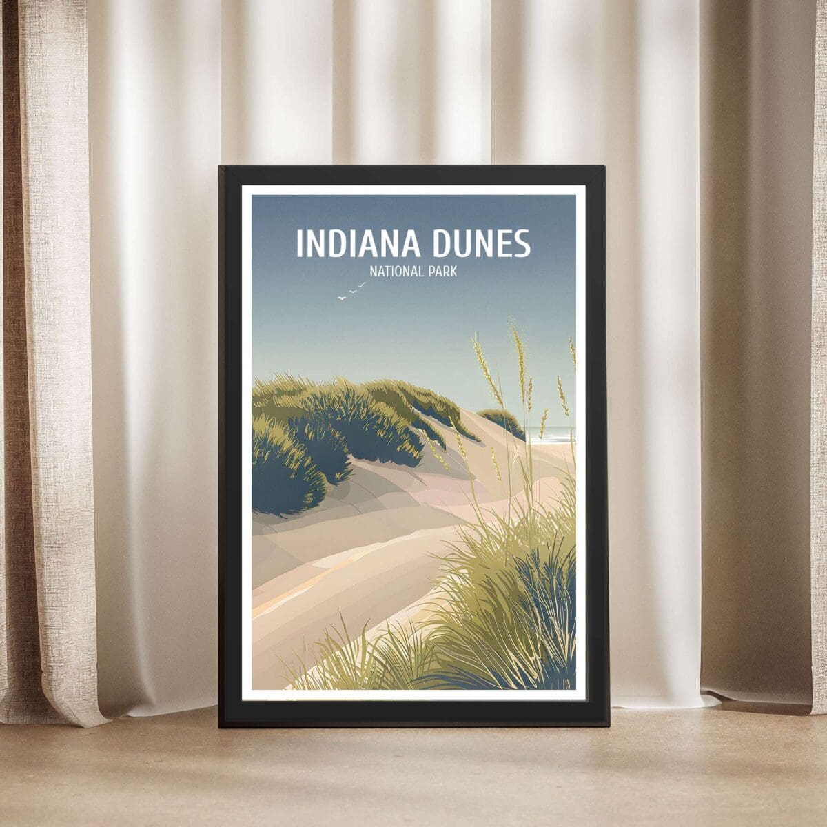 Indiana Dunes National Park Modern Wanderlust Framed Poster UnitedWorldMemories