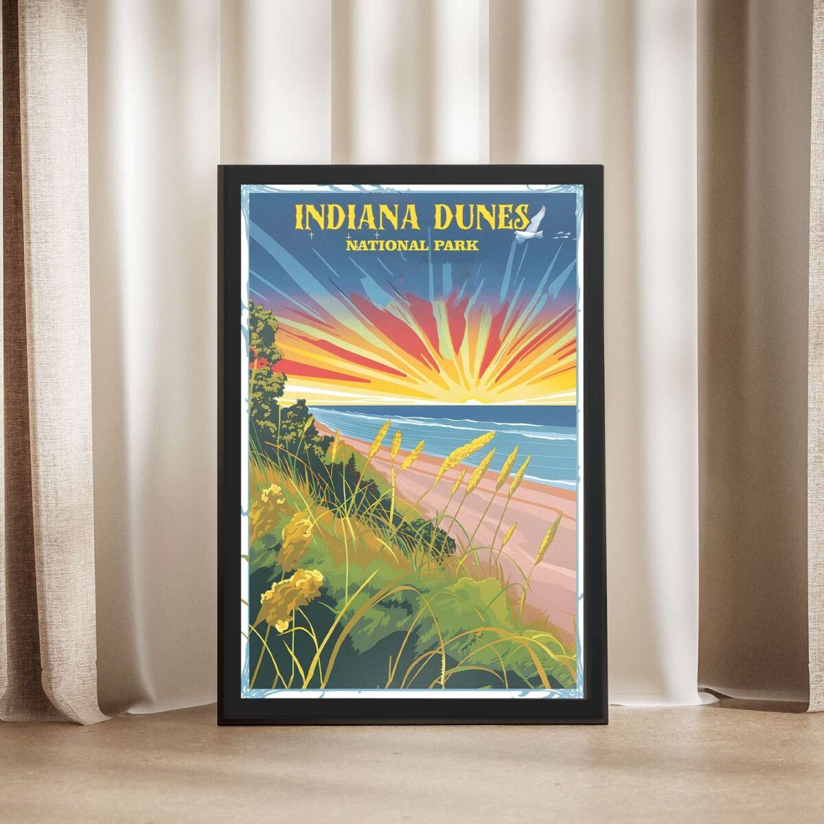 Indiana Dunes National Park Vibrant Escapade Framed Poster UnitedWorldMemories