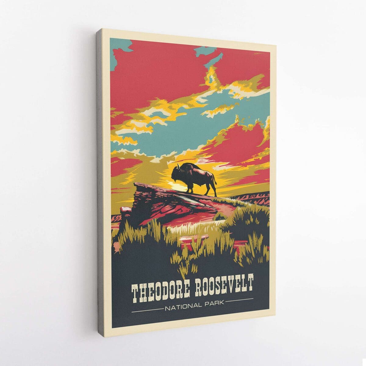 Theodore Roosevelt National Park Bison Majesty Canvas UnitedWorldMemories