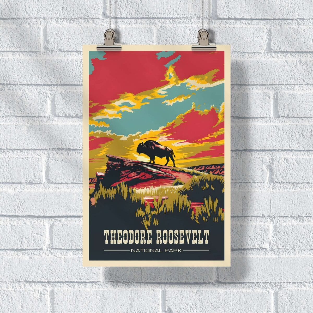 Theodore Roosevelt National Park Bison Majesty Poster UnitedWorldMemories