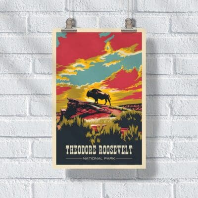 Theodore Roosevelt National Park Bison Majesty Poster UnitedWorldMemories